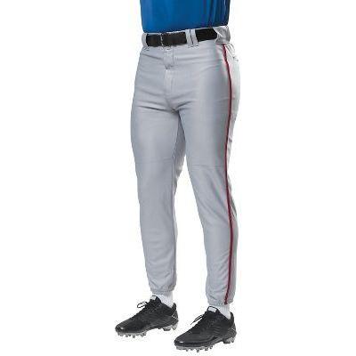A4 A4 Youth WarpedKnit Piped Baseball Pant , Gray|Cardinal, x-small