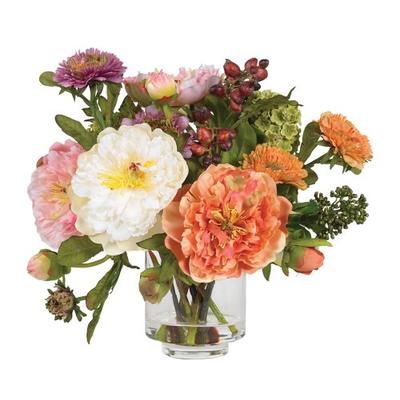 Nearly Natural 4689 Peony Silk Arrangement, Assorted