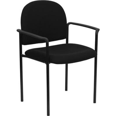 Black Fabric Comfortable Stackable Steel Side Chair w/Arms