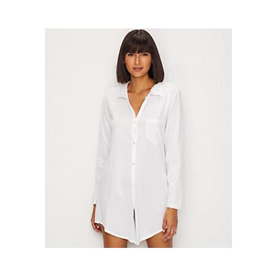 Hanro Cotton Deluxe Knit Sleep Shirt - Womens - White - S
